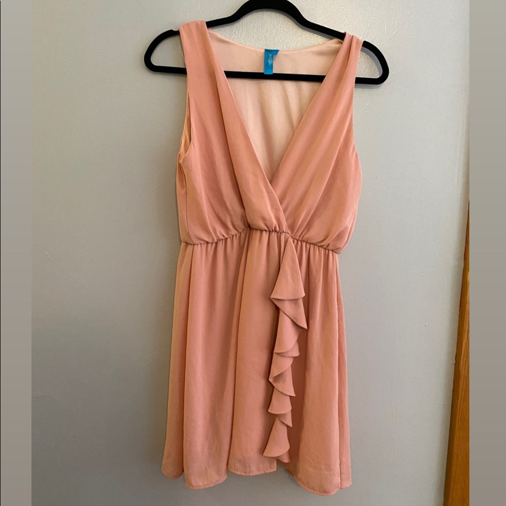 Blush pink faux wrap dress
